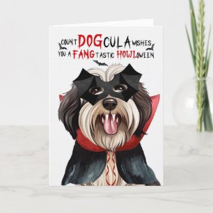 Tibetan Terrier Dog Funny Count DOGcula Halloween Holiday Card