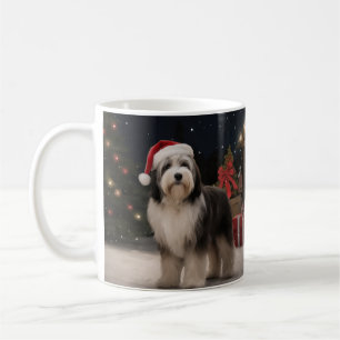 Tibetan Terrier Dog in Snow Christmas  Coffee Mug