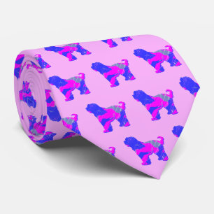 Tibetan Terrier Dog Pink Silhouette Pink Neck Tie