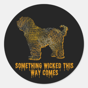 Tibetan Terrier Dog Silhouette Fun Halloween Classic Round Sticker