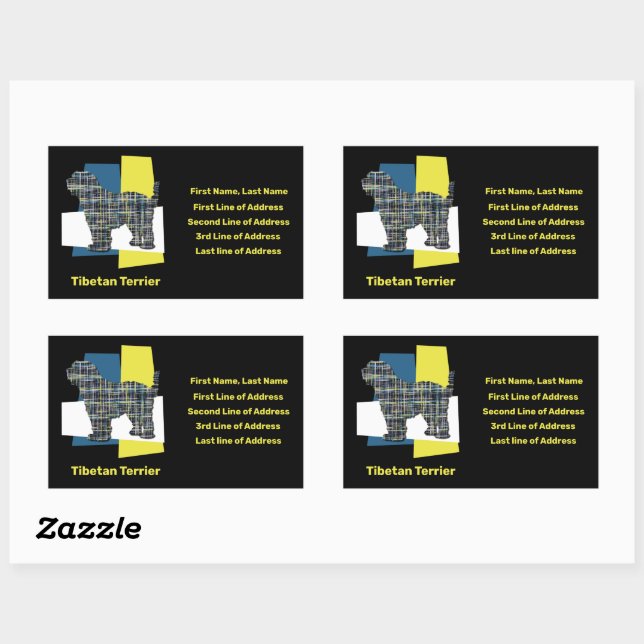 Tibetan Terrier Dog YB Grid TriColour Rectangular Sticker (Sheet)