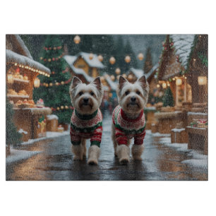 Tibetan Terrier Dogs Christmas Snow Holiday Cutting Board