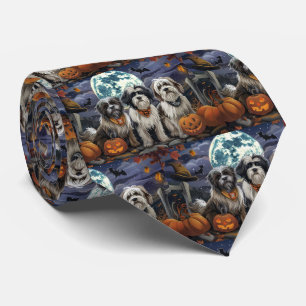 Tibetan Terrier Halloween Spooky Tie