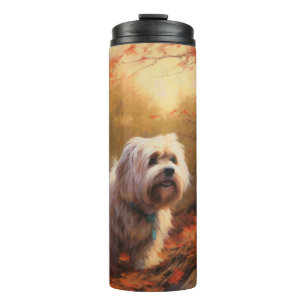 Tibetan Terrier in Autumn Leaves Fall Inspire  Thermal Tumbler