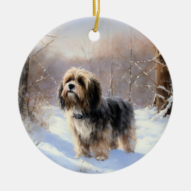 Tibetan Terrier Let It Snow Christmas  Ceramic Ornament (Front)