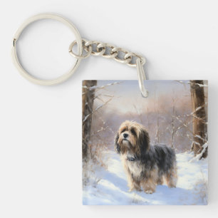Tibetan Terrier Let It Snow Christmas  Key Ring