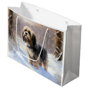 Tibetan Terrier Let It Snow Christmas Large Gift Bag