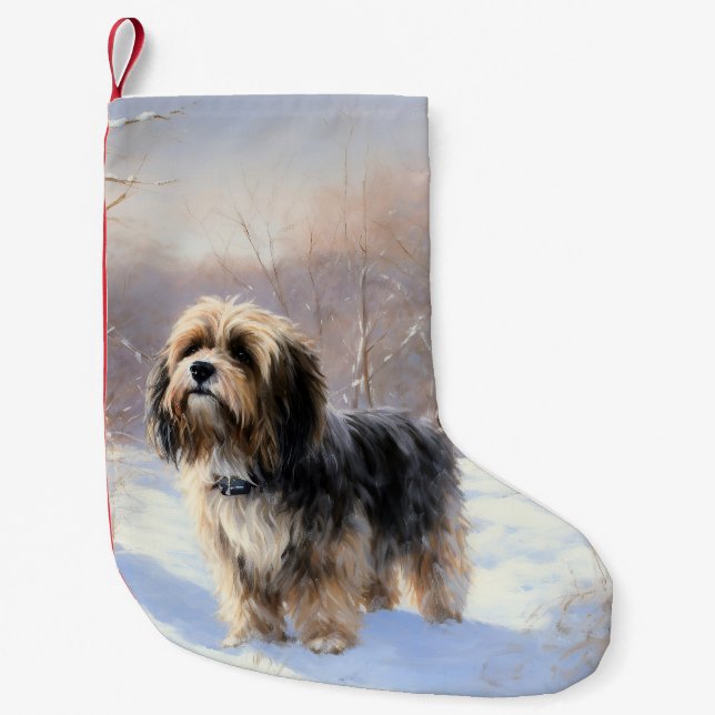 Tibetan Terrier Let It Snow Christmas  Small Christmas Stocking (Front)