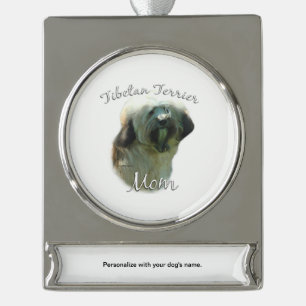 Tibetan Terrier Mum 2 Silver Plated Banner Ornament