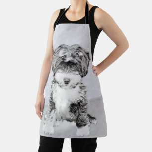 Tibetan Terrier Painting - Cute Original Dog Art Apron