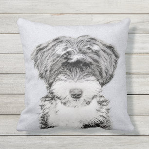 Tibetan Terrier Painting - Cute Original Dog Art Cushion