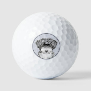 Tibetan Terrier Painting - Cute Original Dog Art Golf Balls