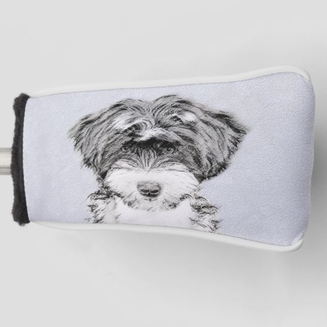 Tibetan Terrier Painting - Cute Original Dog Art Golf Head Cover (Front)