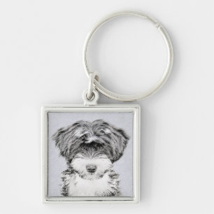Tibetan Terrier Painting - Cute Original Dog Art Key Ring