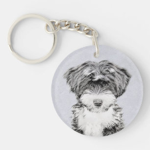 Tibetan Terrier Painting - Cute Original Dog Art Key Ring