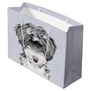 Tibetan Terrier Painting - Cute Original Dog Art Large Gift Bag