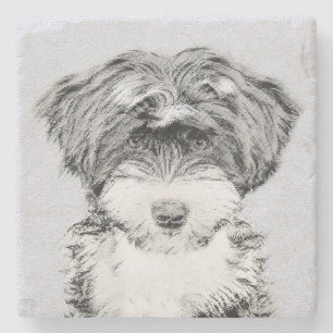 Tibetan Terrier Painting - Cute Original Dog Art Stone Coaster