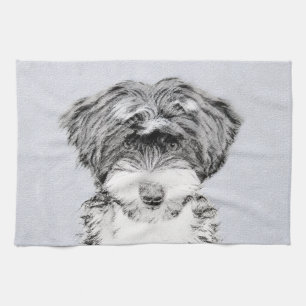 Tibetan Terrier Painting - Cute Original Dog Art Tea Towel