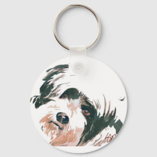 Tibetan Terrier portrait Key Ring