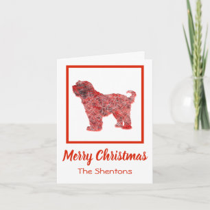 Tibetan Terrier Red Christmas Dog Christmas Card