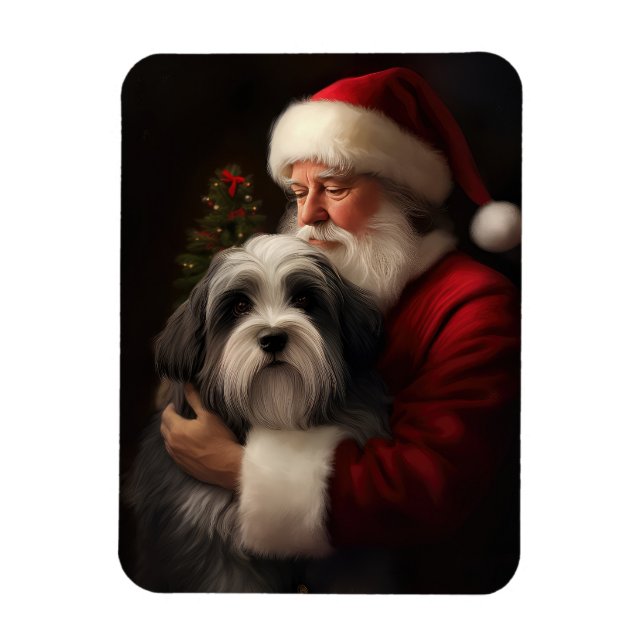 Tibetan Terrier Santa Claus Festive Christmas  Magnet (Vertical)