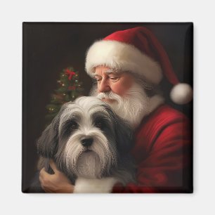 Tibetan Terrier Santa Claus Festive Christmas  Magnet