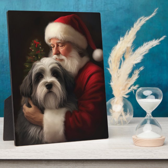 Tibetan Terrier Santa Claus Festive Christmas  Plaque (Side)