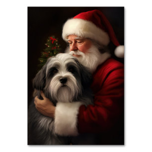 Tibetan Terrier Santa Claus Festive Christmas  Table Number