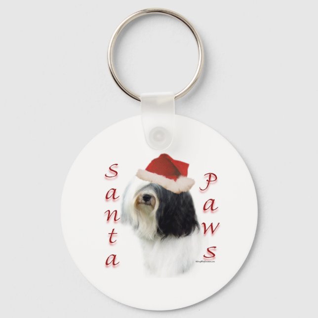 Tibetan Terrier Santa Paws Key Ring (Front)