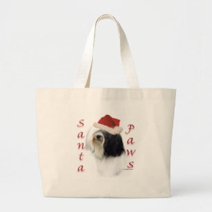 Tibetan Terrier Santa Paws Large Tote Bag