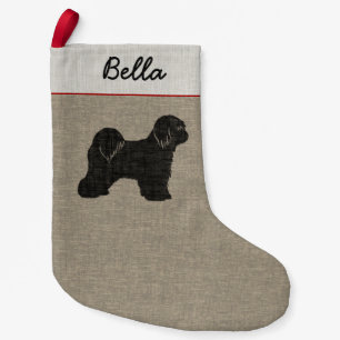 Tibetan Terrier Silhouette Dog Holiday Custom Xmas Small Christmas Stocking