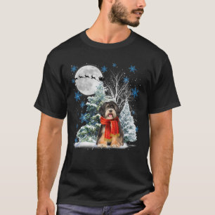 Tibetan Terrier Under Moonlight Snow Christmas Paj T-Shirt