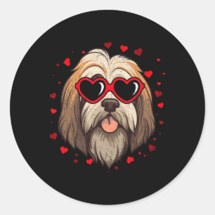 Tibetan Terrier Valentine Heart Cute Dog Lovers  Classic Round Sticker