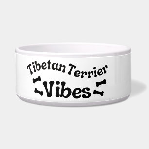 Tibetan Terrier Vibes Ceramic Dog Bowl 