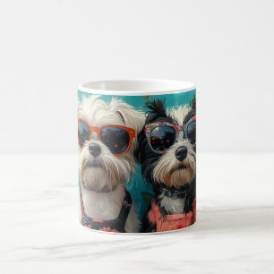 Tibetan Terrier with Heart Roses Valentine's Day Coffee Mug