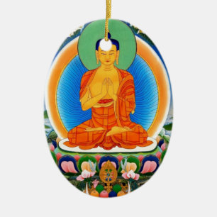 Tibetan Thangka Prabhutaratna Buddha Ceramic Ornament