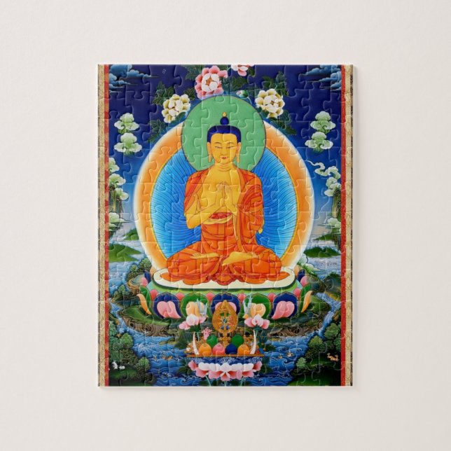 Tibetan Thangka Prabhutaratna Buddha Jigsaw Puzzle (Vertical)