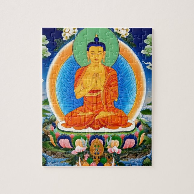 Tibetan Thangka Prabhutaratna Buddha Jigsaw Puzzle (Vertical)