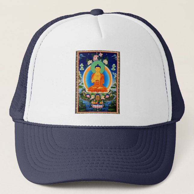 Tibetan Thangka Prabhutaratna Buddha Trucker Hat (Front)