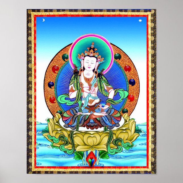 Tibetan Thangka Vajrasattva Mandala Poster Print (Front)