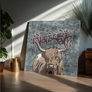 Tibetan Yak with Mani Mantra ( OM MANI PADME HUM ) Poster