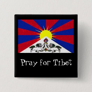 tibetflag, Pray for Tibet 15 Cm Square Badge