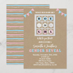 Tic Tac Toe Boy or Girl Gender Reveal  Invitation