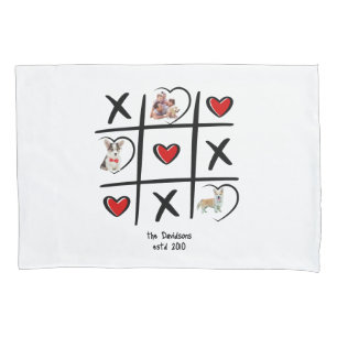 Tic-Tac-Toe Family Pillow with Photos Pillowcase