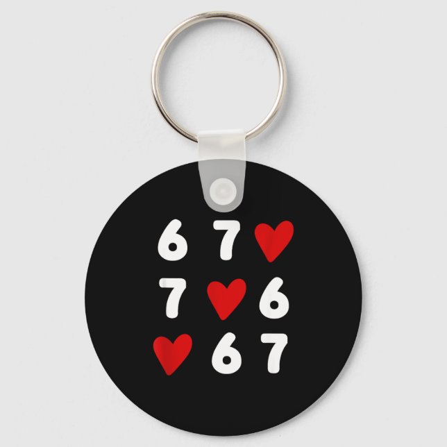 Tic Tac Toe Funny Valentines Day 67 Meme Six Seven Key Ring (Front)