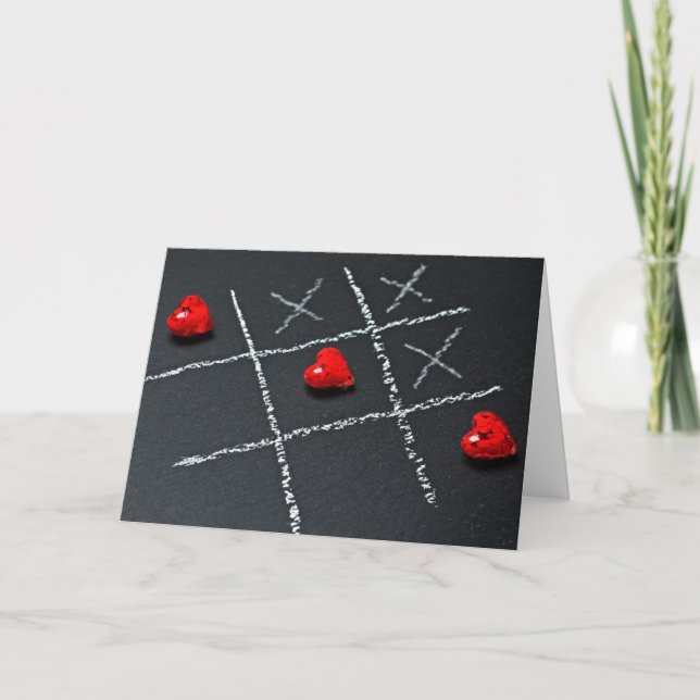 Tic Tac Toe Hearts Cute Valentine's Day  Holiday Card (Front)
