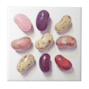 TIC TAC TOE JELLY BEANS 4.25" Square Ceramic Tile