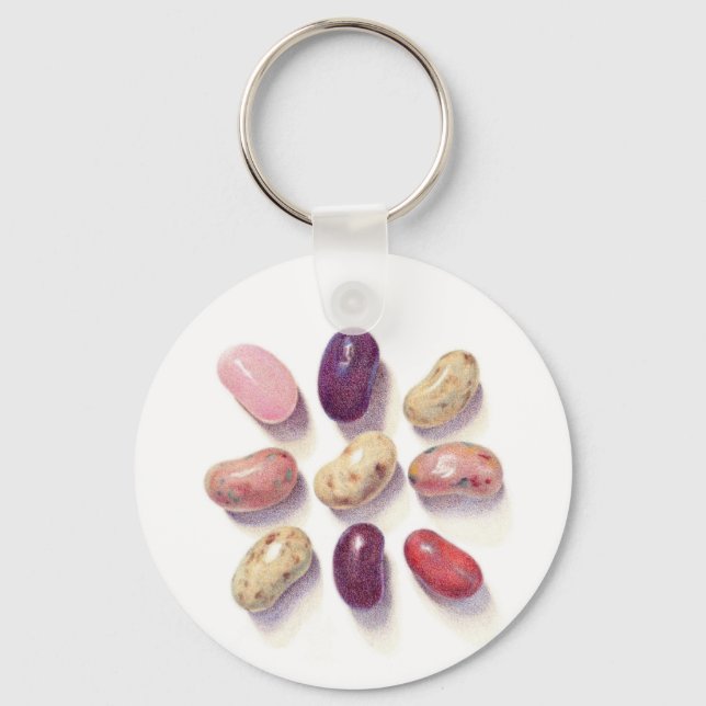 TIC TAC TOE JELLY BEANS Aluminum Round Keychain (Front)