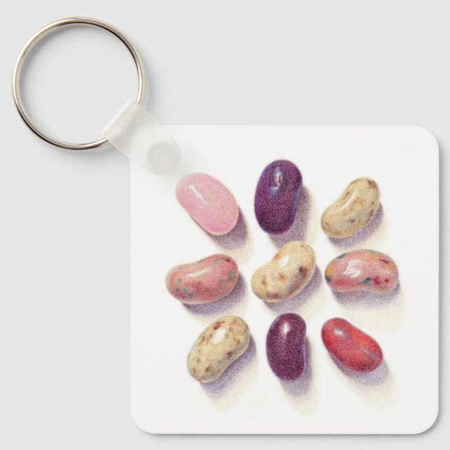 TIC TAC TOE JELLY BEANS Aluminum Square Keychain (Front)