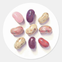 TIC TAC TOE JELLY BEANS Large Round Stickers